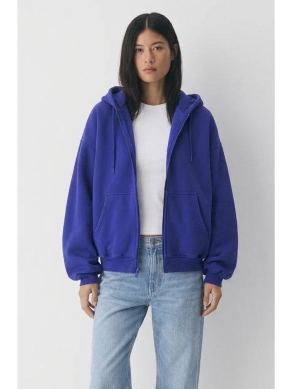 Aritzia Cozy Sweatfleece Mega Zip Hoodie Blue Purple M Oversized Fit Streetwear
